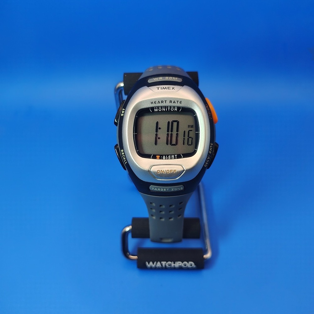 Vintage 2008 Timex Indiglo Heart Rate Monitor Trainer 46mm Women's Sport Watch - Picture 2 of 10